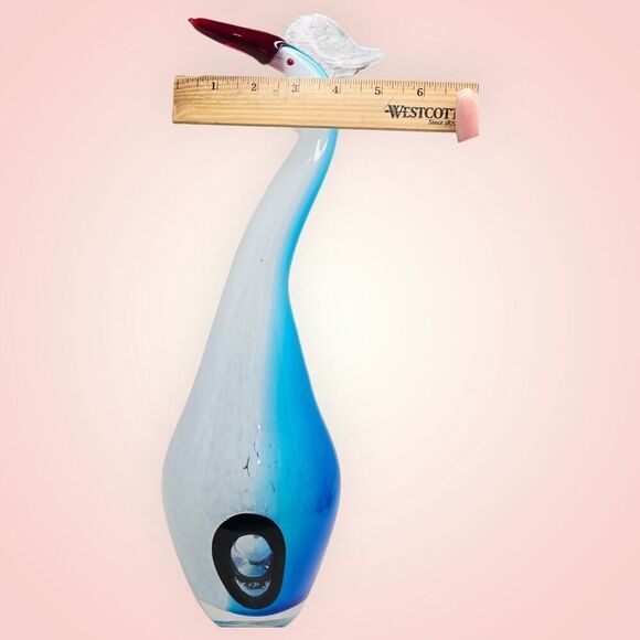 Vtg Mid Century Italian Murano Art Glass Hand Blown Bird Heron Sculpture - Picture 13 of 14